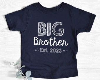 Big Brother Est. 2024, Est. 2025 Shirt, Baby Announcement Youth Shirt, Shirt for Big Brother, Big Brother, Soft Grey