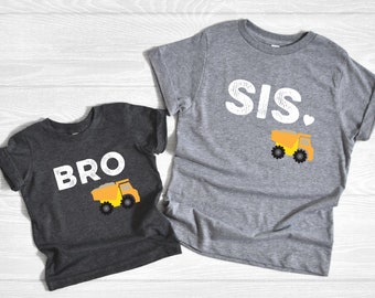 Construction Birthday Outfits, Brother and Sister Shirt, Birthday Family Shirts, Dump Truck Birthday, Construction Party Outfits