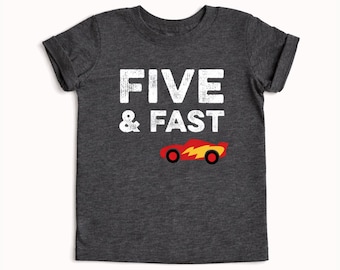 Five & Fast Race Car Birthday Shirt: 5th Birthday Outfit