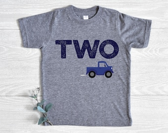 Blue Truck Birthday Shirt, Toddler Birthday Boy Shirt, Vintage Truck Party Theme Outfit, Truck Birthday Gift Shirt