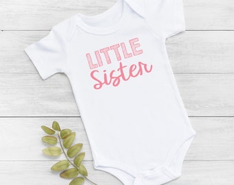 Little Sister, Matching Siblings, Coming Home Outfit, Bodysuit, New Baby Sister, Matching Sisters, Little Sister Outfit, Pink Bodysuit