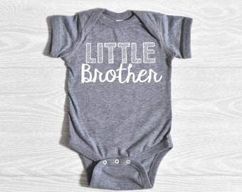 Little Brother Shirt, Matching Sibling Outfits Shirt, Shirt for New Baby Brother, New Baby, Grey Soft Cotton