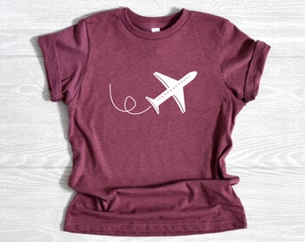 Girl Airplane Shirt, Trendy and Modern Airplane Shirt for Girl, Toddler Gift Idea, White on Trendy Girly airplane Shirt for Baby or Toddler