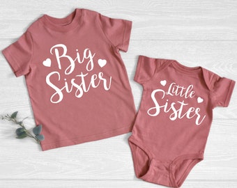 Pink Mauve Big and Little Sister Shirt, Matching Sister Shirts, Shirt for Big Sister, Coming Home Outfit for Sisters, Soft Cotton