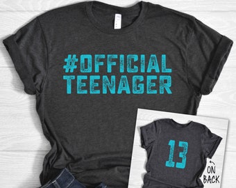 Official Teenager Teal Aqua Shirt, Official Teenager Shirt, Teen Boy Gift, Teen Girl Gift, Shirt for Teenager, 13th Birthday Gift Shirt
