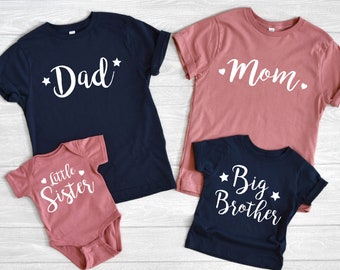 Pregnancy Annoucement, Matching Shirts for New Baby, Big Sister Shirts, Family Baby Annoucement, Pregnancy Shirt, Soft Cotton