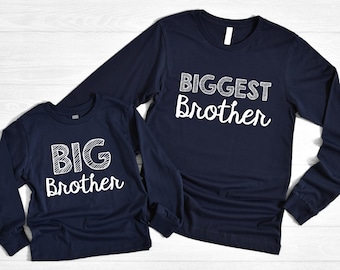 Big Brother Shirts, Long Sleeves, NAVY Biggest Brother, Big Brother Shirt, Baby Announcement, Big Brother, New Big Brother, NAVY Soft Cotton