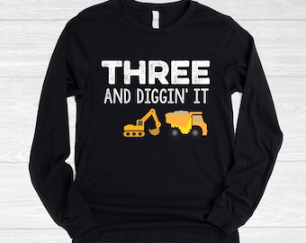 Construction Birthday Shirt, Long Sleeve BLACK, Dump Truck Birthday Shirt, First Birthday, Long Sleeve Shirt for Birthday Boy