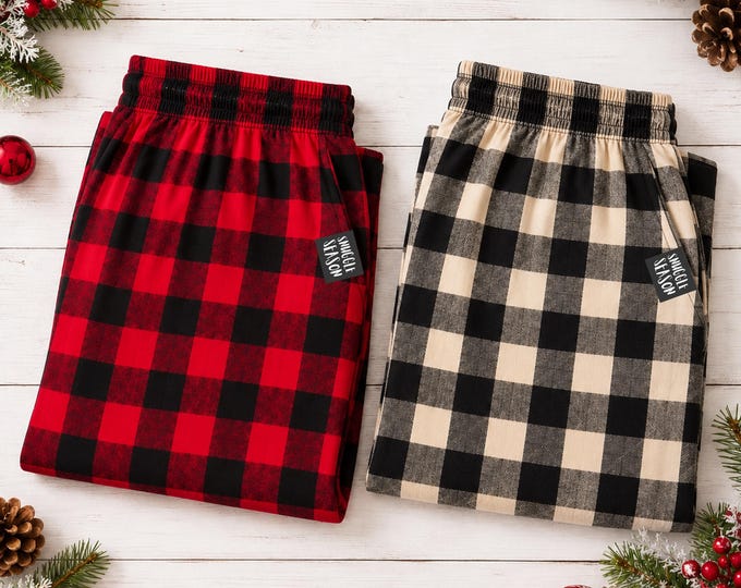 Family Buffalo Plaid Flannel Joggers: Matching Christmas Pants 2T-3XL