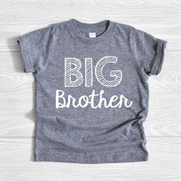 Big Brother Shirt, Baby Announcement Toddler Shirt, Shirt for Big Brother, New Big Brother, Grey Soft Cotton