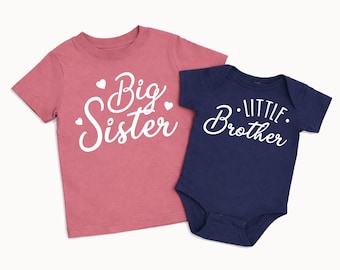 Matching Sibling Shirts, Big Sister Little Brother, Baby Announcement