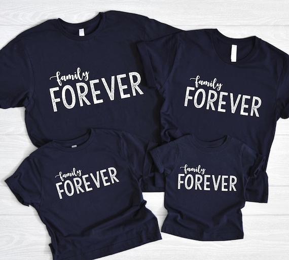 Family Gift Shirt Forever, Family Forever Shirt, Gift Idea, Soft Cotton,  Vacation Shirt, White on Navy - Etsy