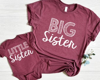 Big Sister Shirt, Little, Middle, Matching Sister Shirts, Shirt for Baby Annoucement, Sister Shirts, Matching, Soft Cotton