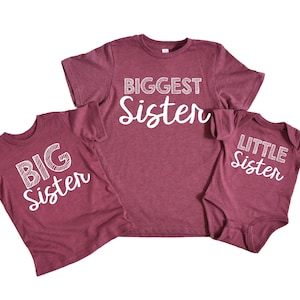 Big Sister Shirt, Little, Middle, Matching Sister Shirts, Shirt for Baby Announcement, Sister Shirts, Matching, Soft Cotton, Kids Gifts