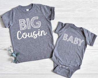 BIG Cousin Shirt, Big Cousin Outfit, Matching Baby Announcement Shirt, Shirt for Big Cousins, New Big Cousin, Grey Soft