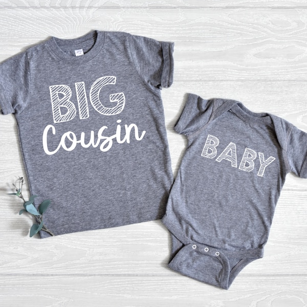 BIG Cousin Shirt, Big Cousin Outfit, Matching Baby Announcement Shirt, Shirt for Big Cousins, New Big Cousin, Grey Soft