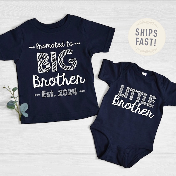 Big Brother or Little Brother, Est. 2023, Est. 2024, NAVY Blue, Listing is for one item, Little Brother, Sibling Outfits, Matching Brothers