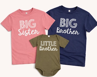 Big Brother/Sister Shirt, Matching Sibling Outfit, Cotton Baby Announcement Tee