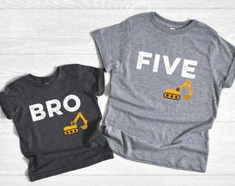 Excavator Birthday Outfits, Brother and Sister Shirt, Birthday Family Shirts, Excavator Birthday, Construction Party Outfits