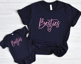 Besties Shirt, Mom and Me Shirt, Girl Best Friend Gift, Besties with Heart Shirt, Gift Shirt, Matching Family