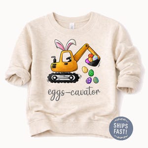 Sweat-shirt de Pâques pour garçon : pull pour tout-petits Eggs-Cavator