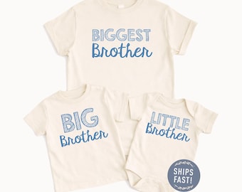 Matching Biggest and Little Brother Shirt Set, Natural Cotton, Baby Announcement