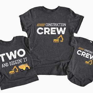 Birthday Boy Shirt, Construction Shirt, Two and Diggin&#39; It, Dump Truck Birthday, Excavator Birthday, Construction Crew Shirt