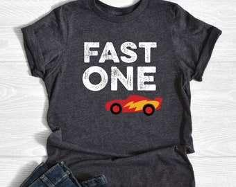 FAST ONE, Race Car 1st Birthday Shirt, First Birthday, Racing Birthday Boy Shirt, Birthday Outfit, Race Car Party Outfit, Birthday Shirt