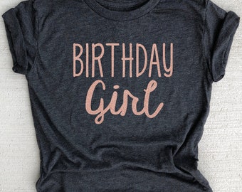 Rose Gold Birthday Girl Shirt, Matches Our Birthday Squad Shirt, Teen Birthday Shirt, Shimmer Rose Gold Shirt for Birthday Girl, Soft