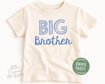 Big Brother Shirt, Blue Brother Tee, Natural Cotton, Baby Announcement