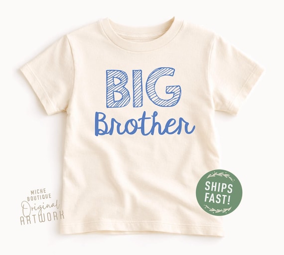 Big Brother Shirt, Blue Brother Tee, Natural Cotton, Baby Announcement
