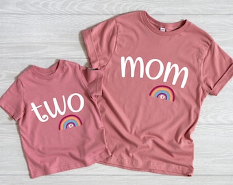 Rainbow Birthday Shirt, Birthday Girl, Rainbow Theme Birthday Idea, Shirt for Birthday Girl, Mom and Me, Modern Rainbow