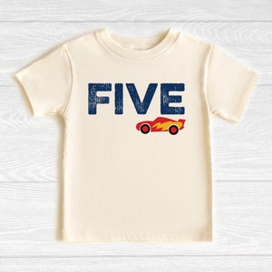 Race Car Birthday Shirt, FIVE, 5th Birthday, Racing Birthday Boy Shirt, Birthday Outfit, Race Car Party Outfit, Nascar Birthday Shirt