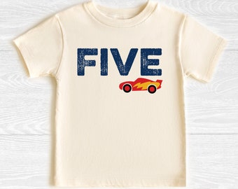 Race Car Birthday Shirt, FIVE, 5th Birthday, Racing Birthday Boy Shirt, Birthday Outfit, Race Car Party Outfit, Nascar Birthday Shirt