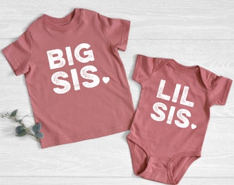 Big Sis Lil Sis, Big Sibling Outfits, Matching, Little Sis, Sibling Hospital Outfits, Matching Sister Shirts