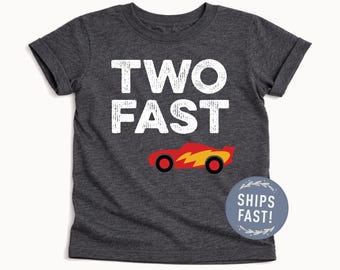 Two Fast Race Car 2nd Birthday Shirt, Racing Party Outfit