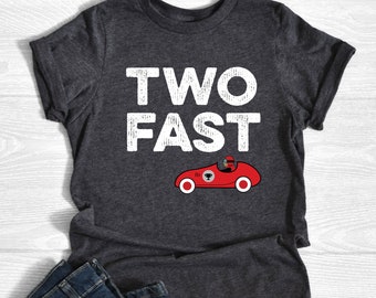 Two Fast 2nd Birthday Shirt: Vintage Race Car Party Outfit