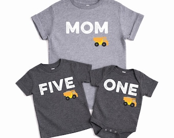 Dump Truck Birthday Family Shirts: Construction Party Outfit, Mom, Dad, Brother, Sister Matching