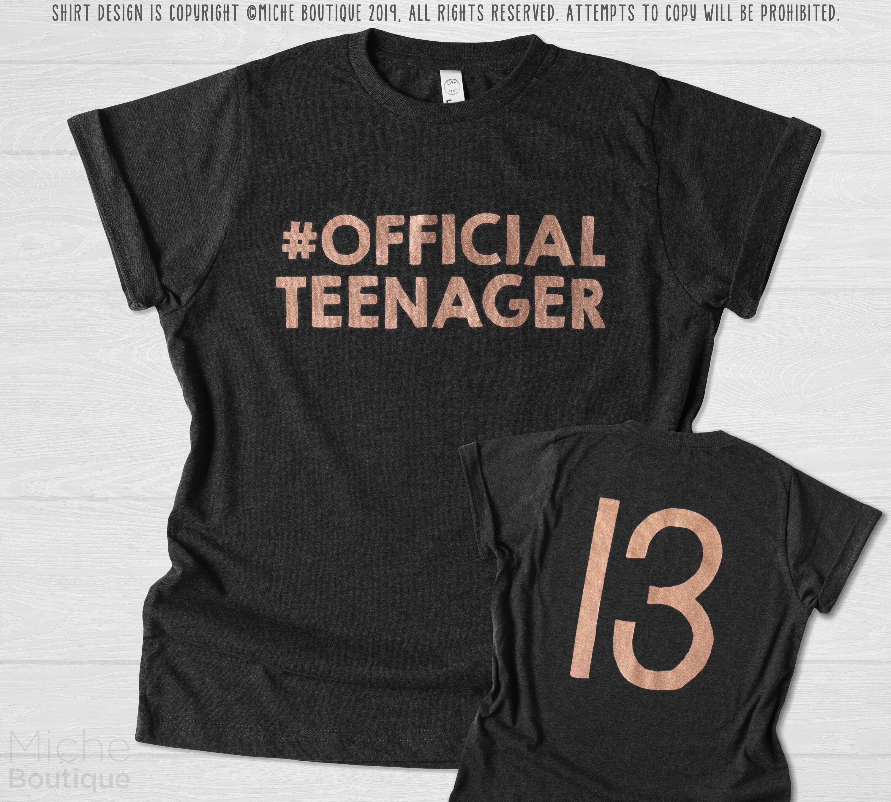 Official Teenager, Girls Thirteenth Birthday Shirt, Teen Shirt, Shimm…