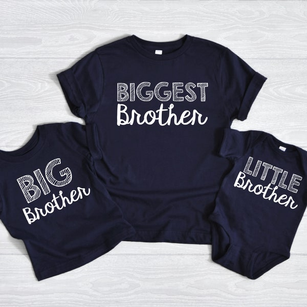 Big Matching Brother Shirts, NAVY Biggest Brother, Big Brother Shirt, Baby Announcement, Big Brothers, New Big Brother, NAVY Soft Cotton