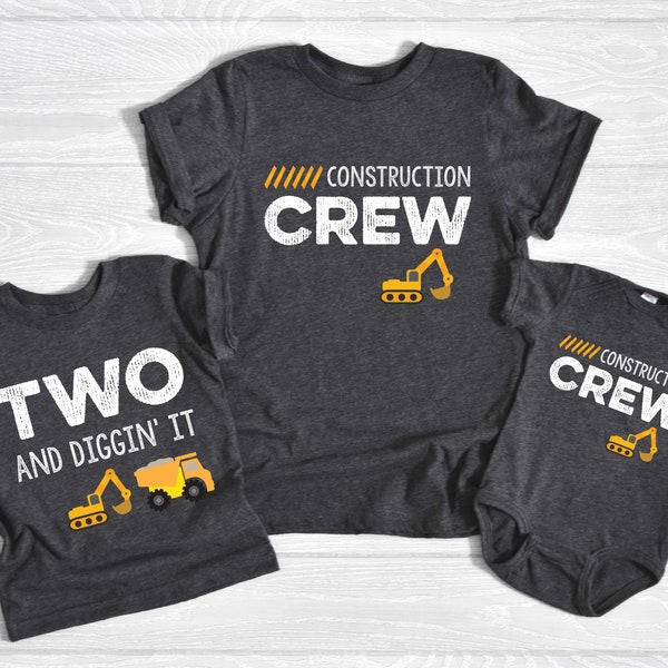 Construction Crew Shirt, Two and Diggin' It, Birthday Boy Shirt, Dump Truck Birthday, Excavator Birthday, Construction Crew Shirt