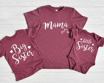 Big Sister Mom & Me Shirts, Baby Announcement, Sister Shirt, Gift for Big Sister, New Big Sister, Matching Family Shirts