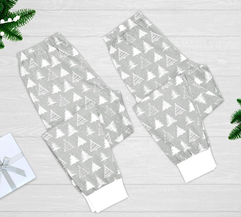 Adult Christmas Tree Pants - Jogger Pants - Modern Fit - Gray and White - (Shirts Sold Separately) 