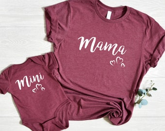 Mama Mini, Mama's Girl Shirt, Mom and Me Shirt, Girl Mama Shirts, Gendar Annoucement, Gift Shirt, Matching Family