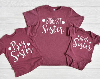 Big, Biggest, Little Sister Shirts, Matching Sister Shirts, Shirt for Baby Annoucement, Sister Shirts, Matching, Price is for ONE Shirt