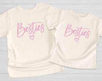 Besties Shirt, Mom and Me Shirt, Natural Color Cotton, Girl Best Friend Gift, Besties with Heart Shirt, Gift Shirt, Matching Family