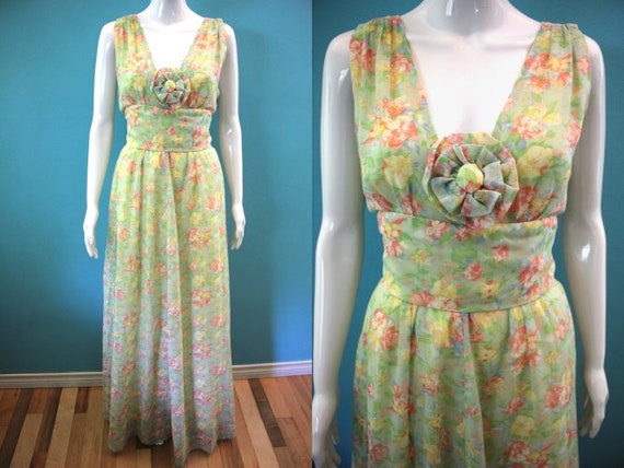 70's Maxi Dress 1970's Floral Maxi Dress 70's Brid