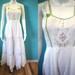 70's Dress 1970's Young Edwardian White Cottage Core Tiered Maxi Dress With Embroidered Bodice Size Small