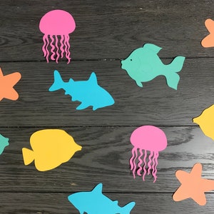 Ocean Theme Class Cut Outs - No Prep Ready to Ship - Sea Creatures Classroom Decor - Fish Jellyfish Starfish Name Tags