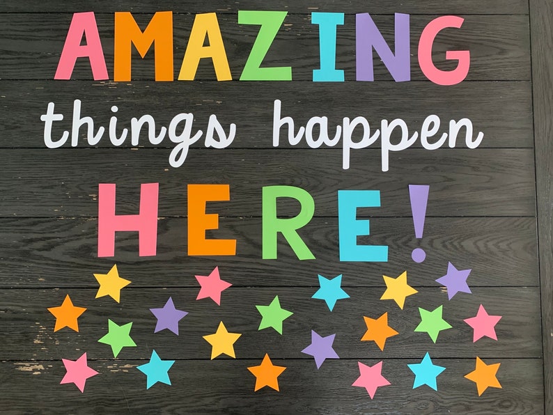 Amazing Things Happen Here Bulletin Board Cut Out image 1